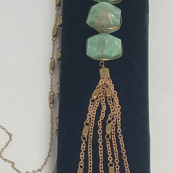 23" Natural Stone Look Necklace w/Beaded Chain and Tassel Detail - Picture 6 of 14